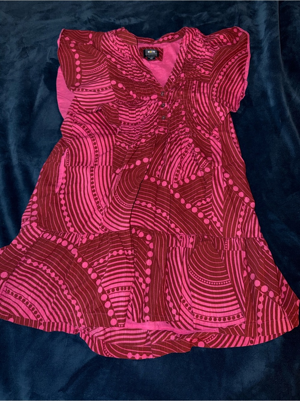 Maeve by Anthropologie Pink and Burgundy Patterned Mini Dress
